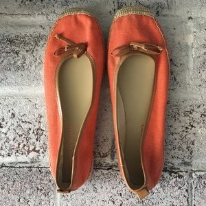 Salmon, canvas, flat espadrilles